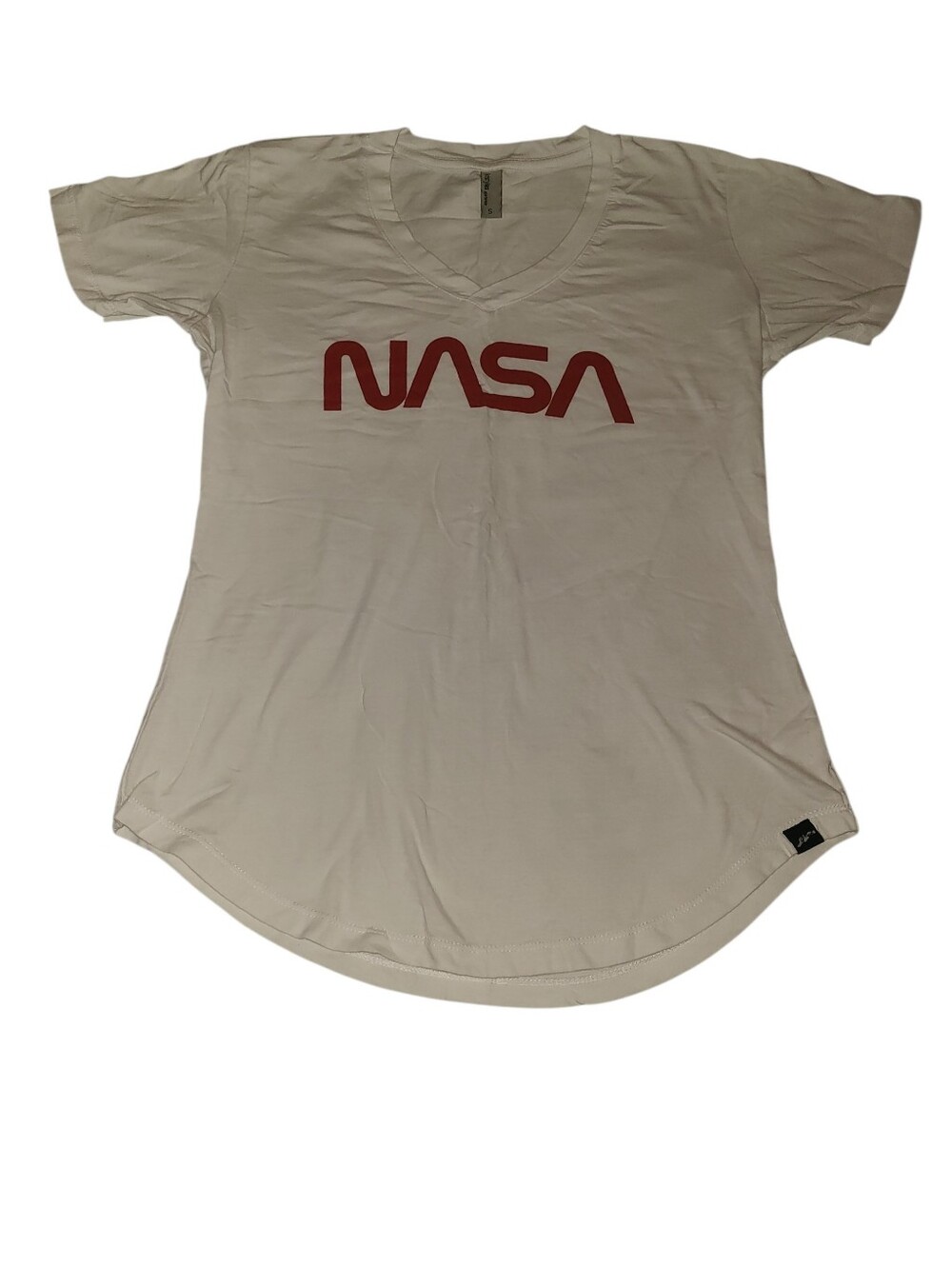 NASA Worm Logo Women's V-Neck Tee Size S